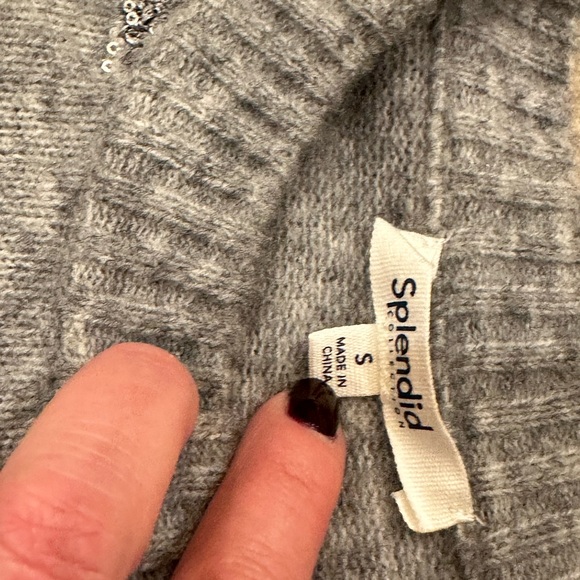 Splendid Grey Sequin Stripe Sweater. Size small. - Picture 4 of 5